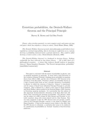 Everettian Probabilities, the Deutsch-Wallace Theorem and the Principal Principle