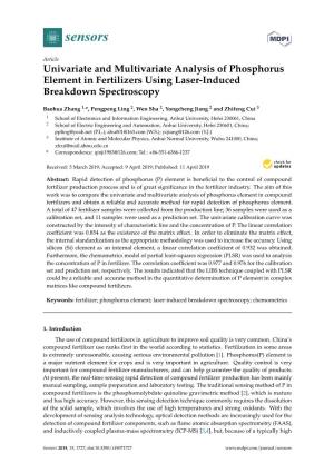 Univariate and Multivariate Analysis of Phosphorus Element in Fertilizers Using Laser-Induced Breakdown Spectroscopy