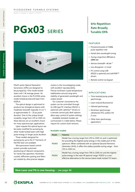 Pgx03 Series Optical Parametric Pgx03 Series Optical Parametric Nd:YAG Laser Are Available