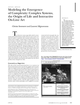 Modeling the Emergence of Complexity: Complex Systems, The