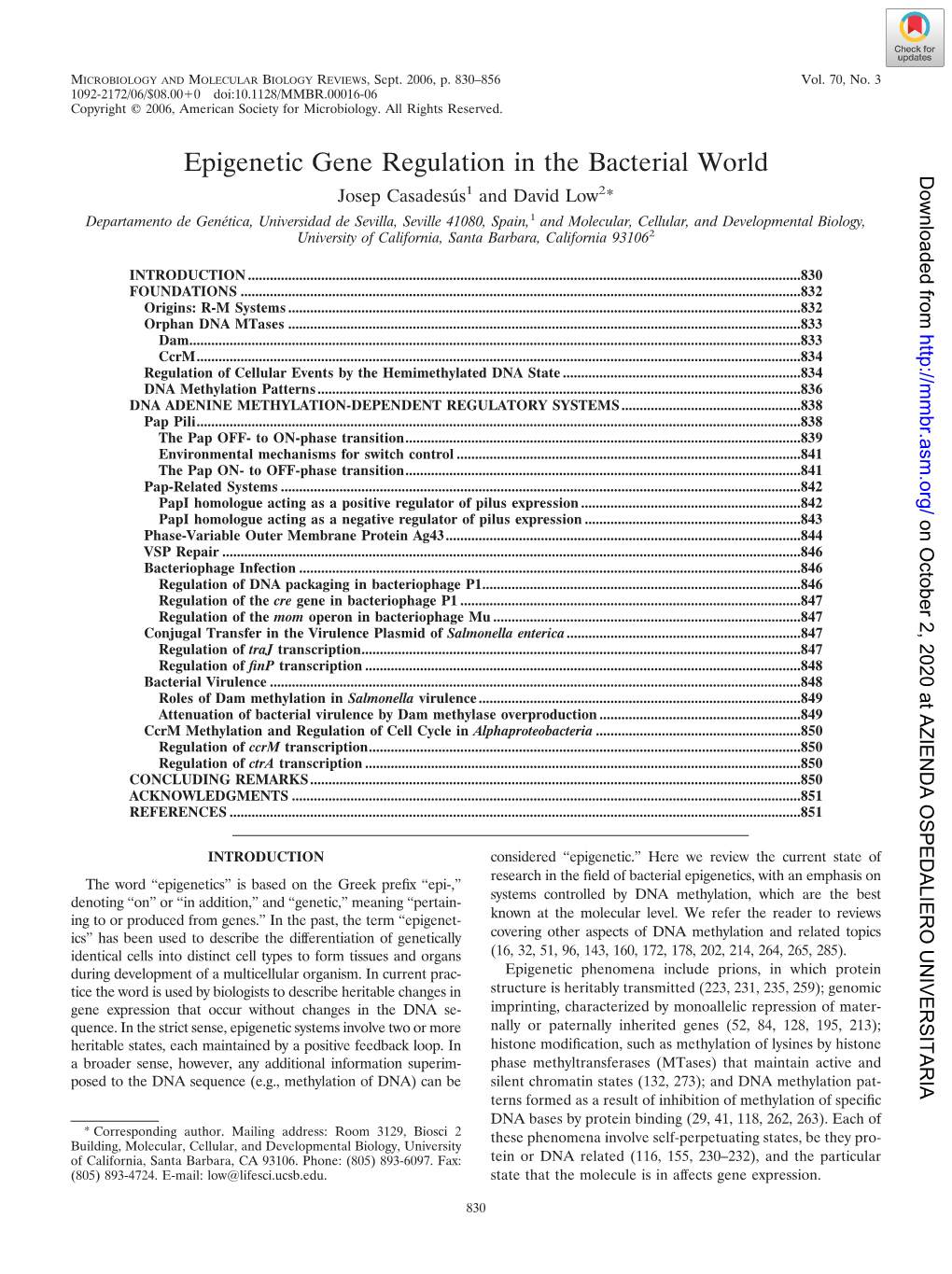 Epigenetic Gene Regulation in the Bacterial World