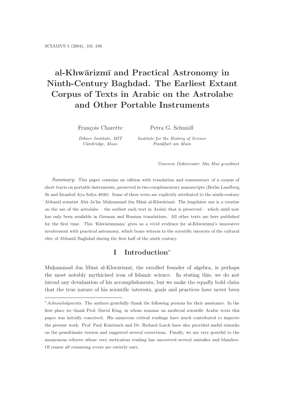 Al-Khw¯Arizm¯I and Practical Astronomy in Ninth-Century Baghdad