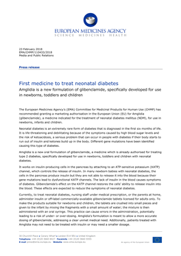 List Item First Medicine to Treat Neonatal Diabetes