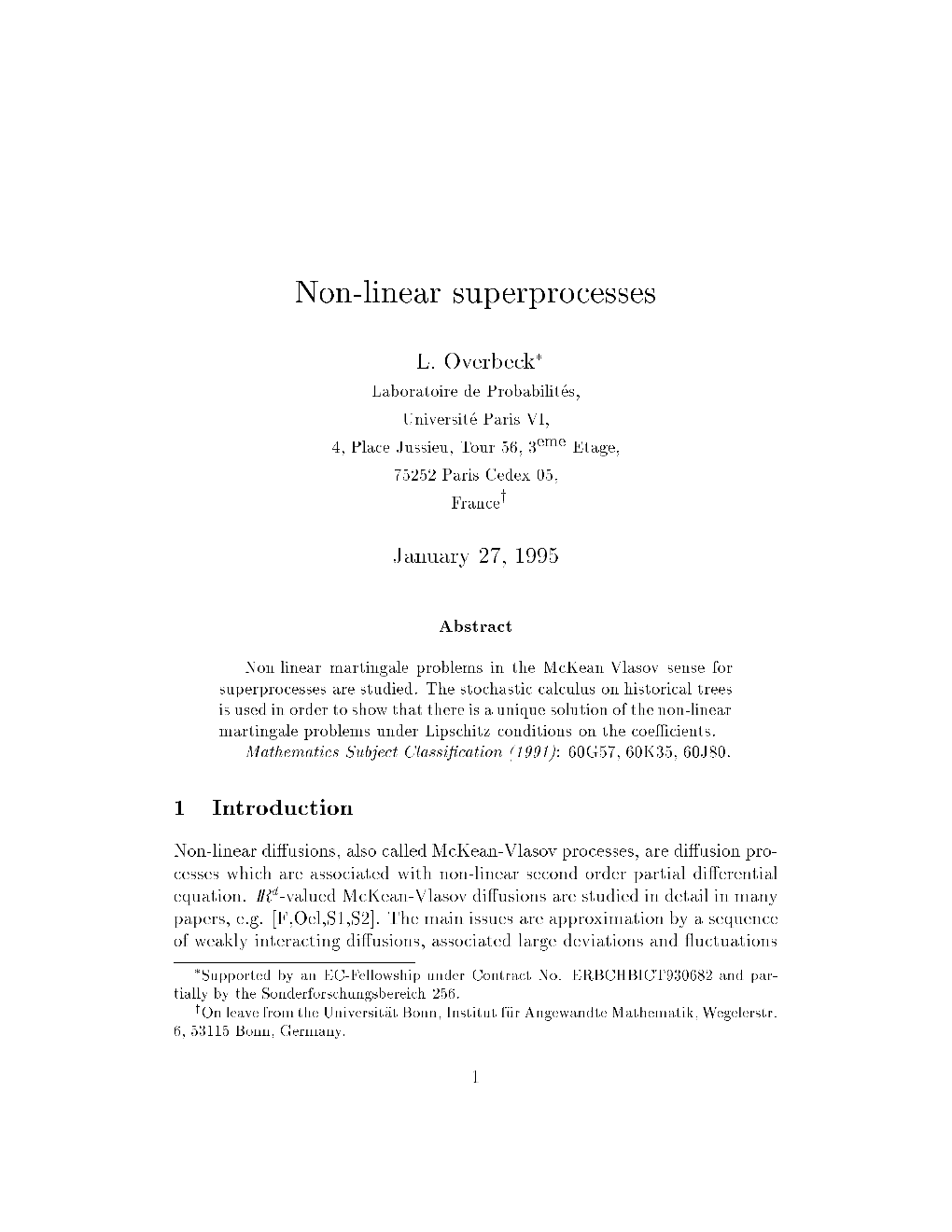 Non-Linear Superprocesses