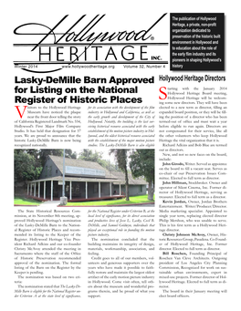 Lasky-Demille Barn Approved for Listing on the National Register Of