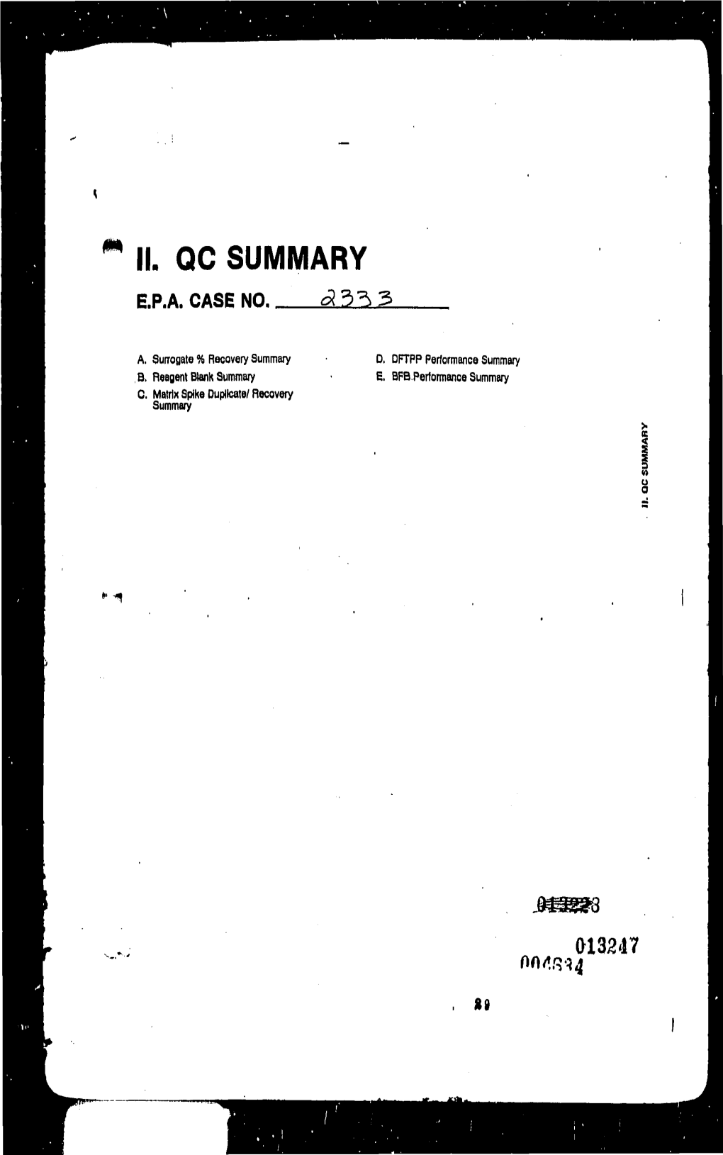 Ii. Qc Summary E.P.A