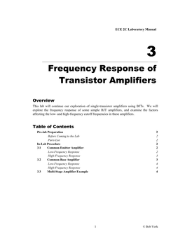 Frequency Response of Transistor Amplifiers