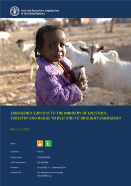 Emergency Support to the Ministry of Livestock, Forestry and Range to Respond to Drought Emergency