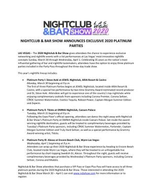 Nightclub & Bar Show Announces Exclusive 2020