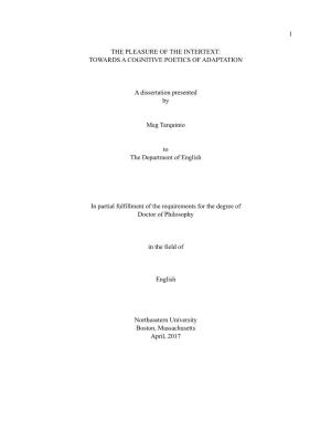 The Pleasure of the Intertext: Towards a Cognitive Poetics of Adaptation