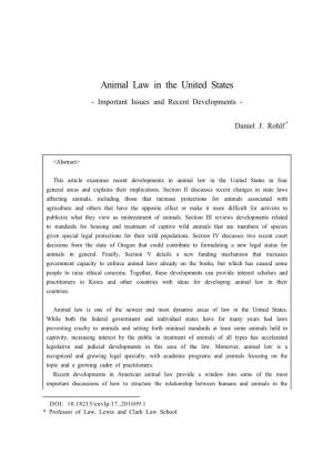 Animal Law in the United States
