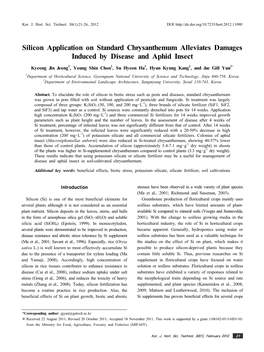Silicon Application on Standard Chrysanthemum Alleviates Damages Induced by Disease and Aphid Insect