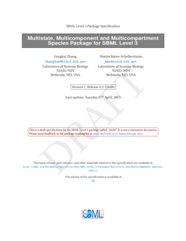 Multistate, Multicomponent and Multicompartment Species Package for SBML Level 3