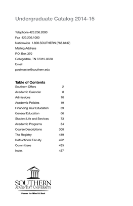 Undergraduate Catalog 2014-15