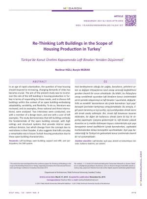 Re-Thinking Loft Buildings in the Scope of Housing Production in Turkey