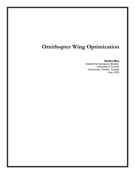 Ornithopter Wing Optimization