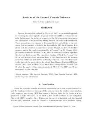 Statistics of the Spectral Kurtosis Estimator