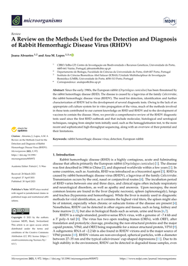 A Review on the Methods Used for the Detection and Diagnosis of Rabbit Hemorrhagic Disease Virus (RHDV)