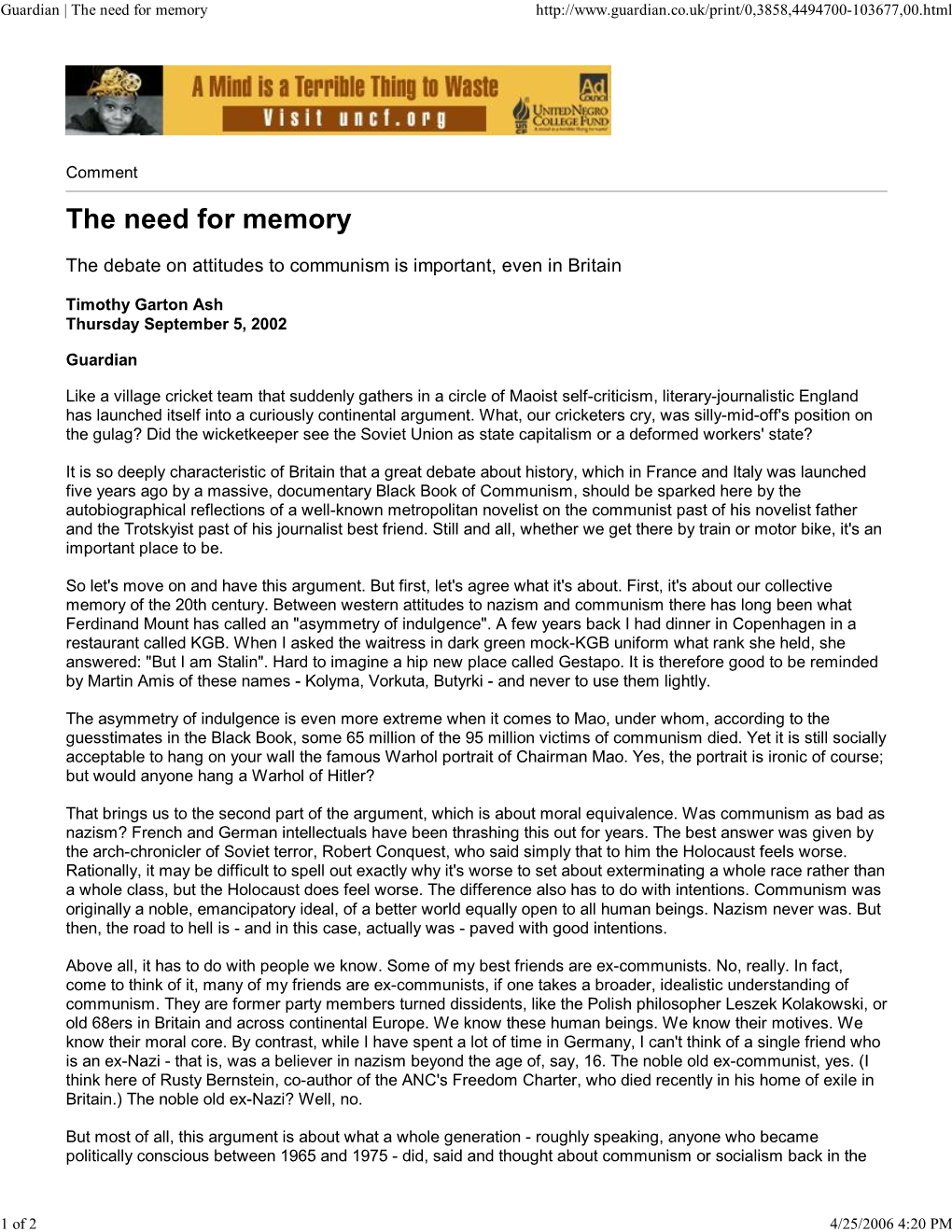 The Need for Memory