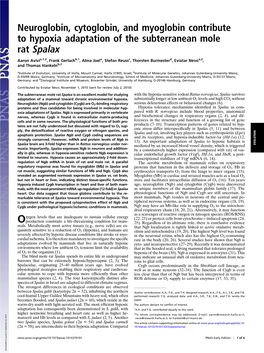 Neuroglobin, Cytoglobin, and Myoglobin Contribute to Hypoxia Adaptation of the Subterranean Mole Rat Spalax