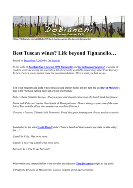 Best Tuscan Wines? Life Beyond Tignanello…