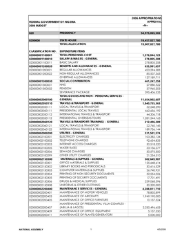Federal Government of Nigeria 2006 Appropriations