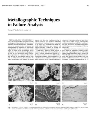 Metallographic Techniques in Failure Analysis
