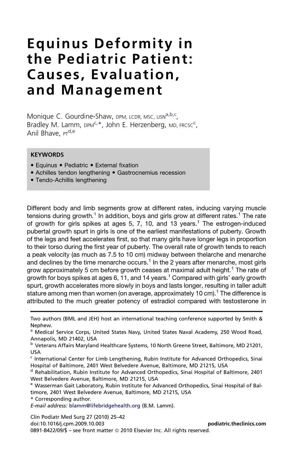 Equinus Deformity in the Pediatric Patient: Causes, Evaluation, and Management