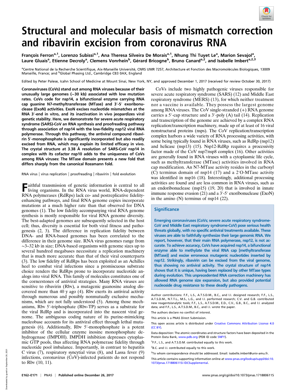 Structural and Molecular Basis of Mismatch Correction and Ribavirin Excision from Coronavirus RNA