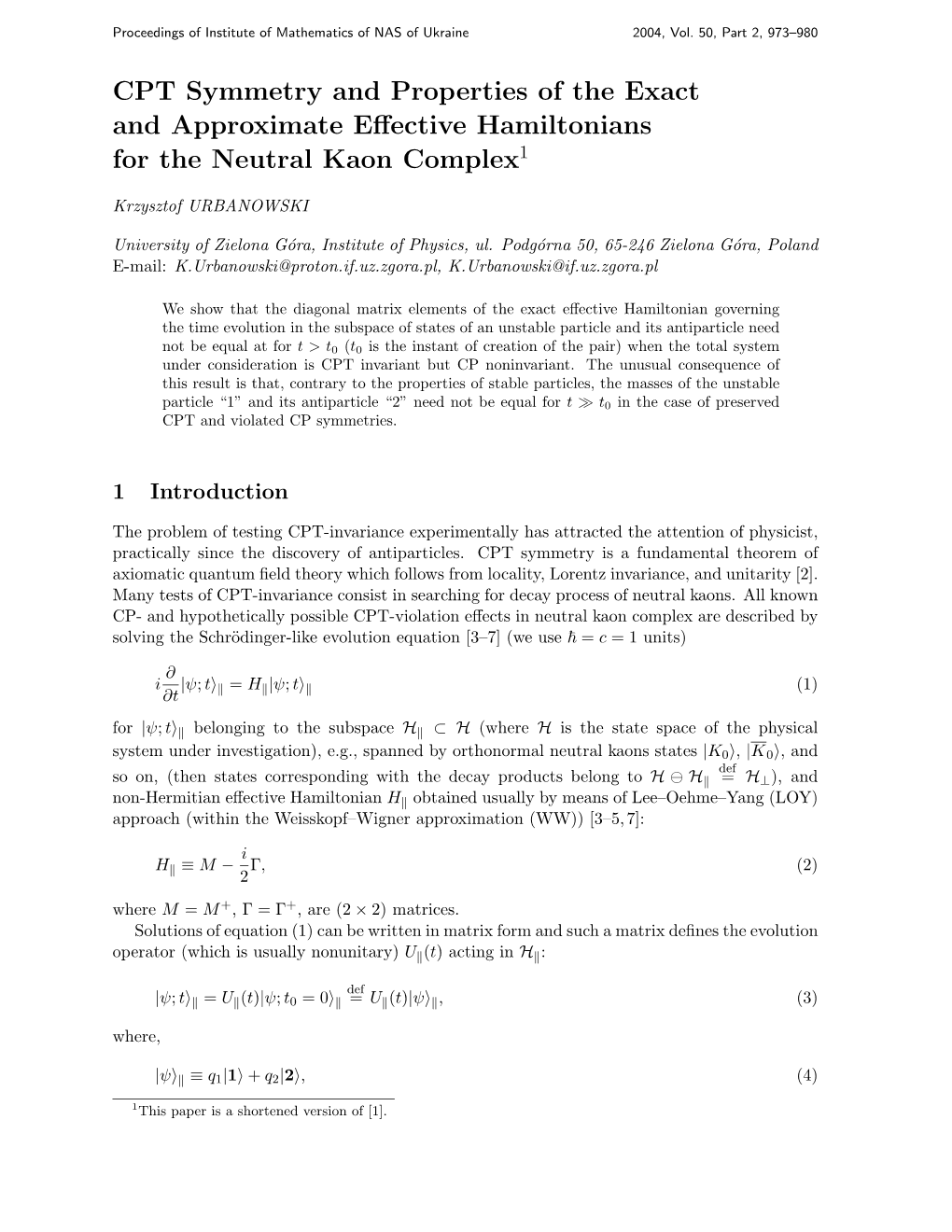 CPT Symmetry and Properties of the Exact and Approximate Effective