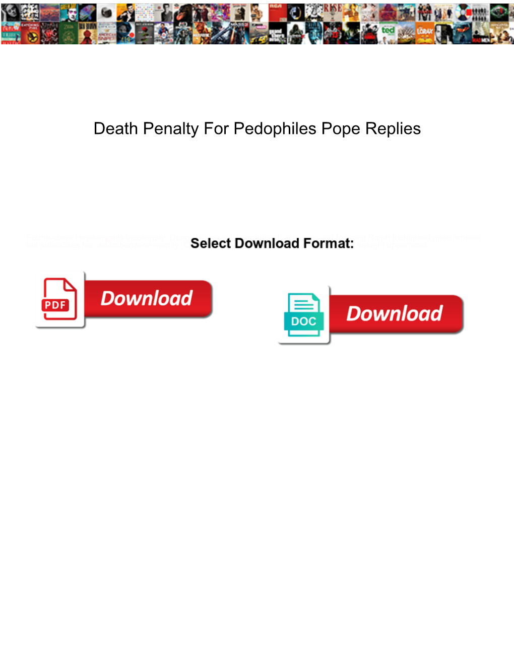 Death Penalty for Pedophiles Pope Replies