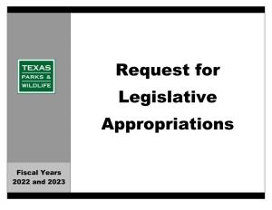 Request for Legislative Appropriations Fiscal Years 2022 and 2023