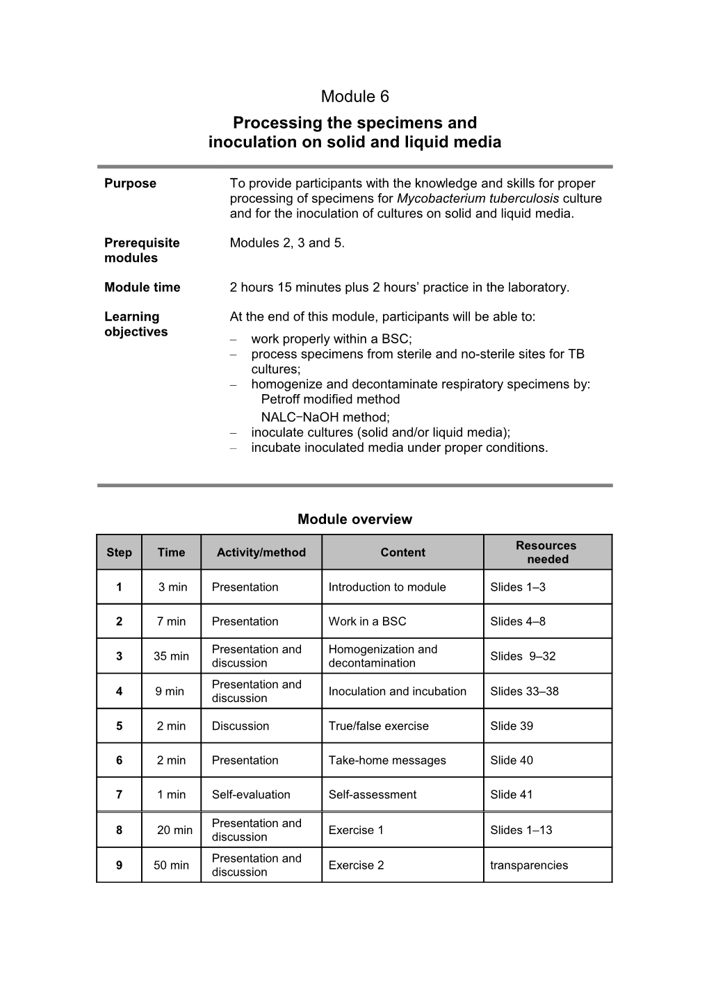 Module 6: Preparing Cultures on Solid Media