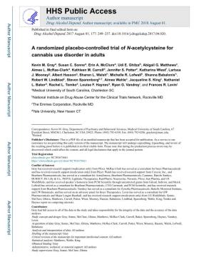 A Randomized Placebo-Controlled Trial of N-Acetylcysteine for Cannabis Use Disorder in Adults