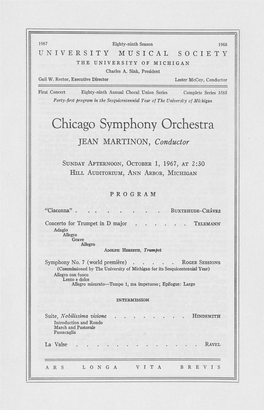 Chicago Symphony Orchestra JEAN MARTINON, Conductor