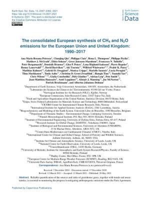 The Consolidated European Synthesis of CH4 and N2O Emissions for the European Union and United Kingdom: 1990–2017