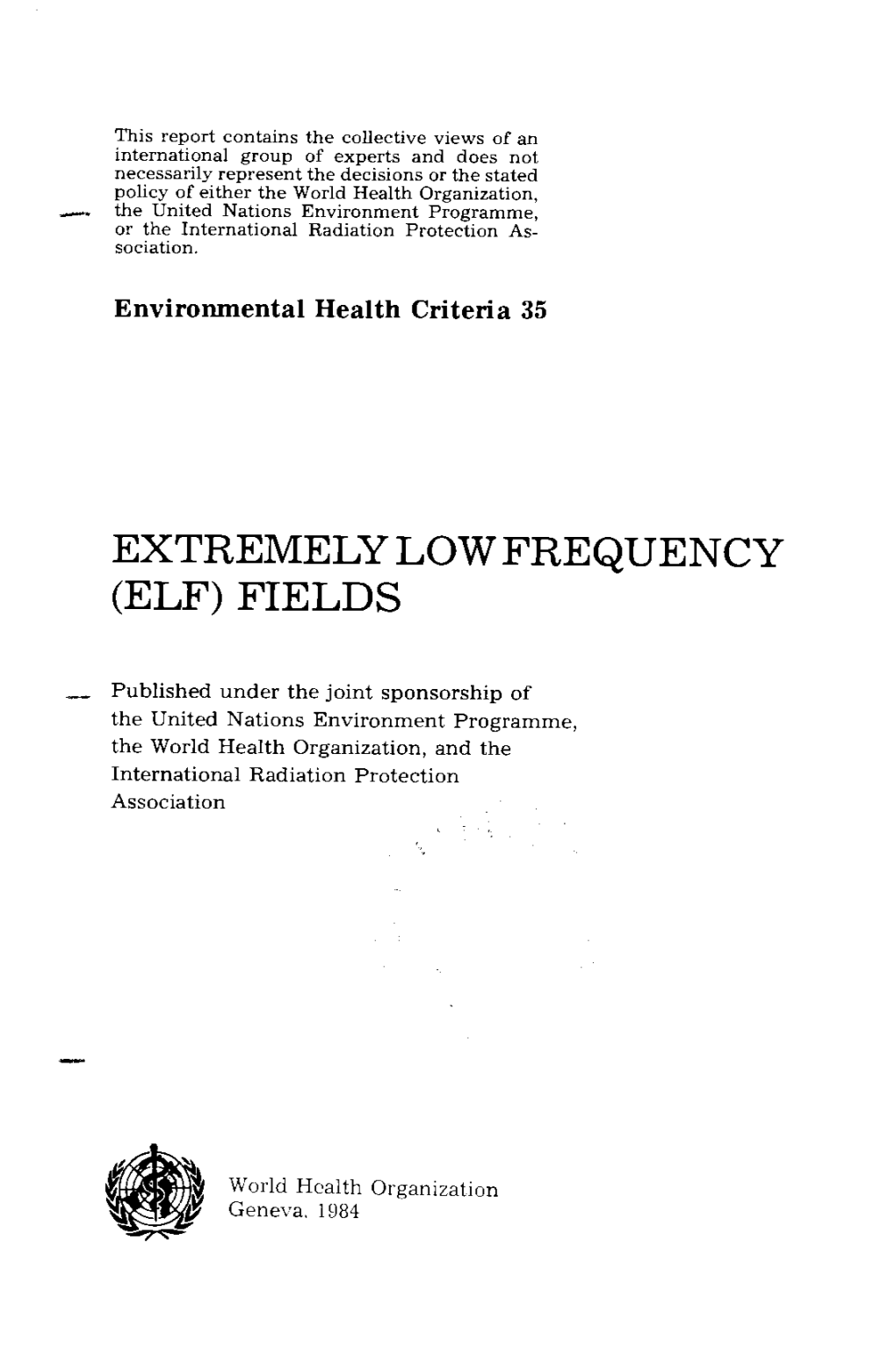 Extremely Low Frequency (Elf) Fields