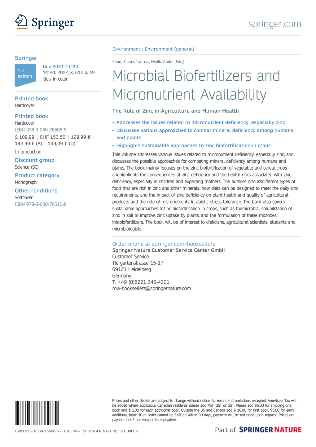 Microbial Biofertilizers and Micronutrient Availability