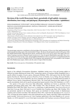 Revision of the World Monoctonia Starý, Parasitoids of Gall Aphids: Taxonomy, Distribution, Host Range, and Phylogeny (Hymenoptera, Braconidae: Aphidiinae)