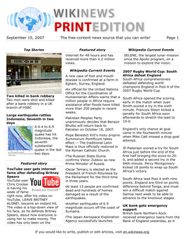 September 15, 2007 the Free-Content News Source That You Can Write! Page 1
