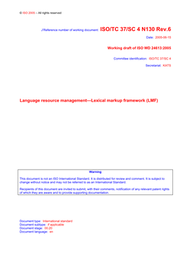 Language Resource Management—Lexical Markup Framework (LMF)