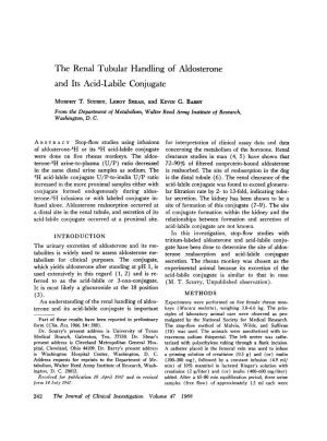 The Renal Tubular Handling of Aldosterone and Its Acid-Labile Conjugate
