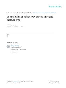The Stability of Schizotypy Across Time and Instruments
