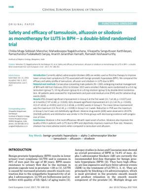 Safety and Efficacy of Tamsulosin, Alfuzosin Or Silodosin As