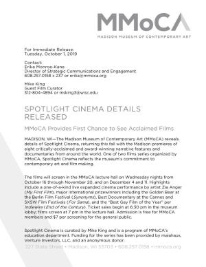2019 Spotlight Cinema Press Release