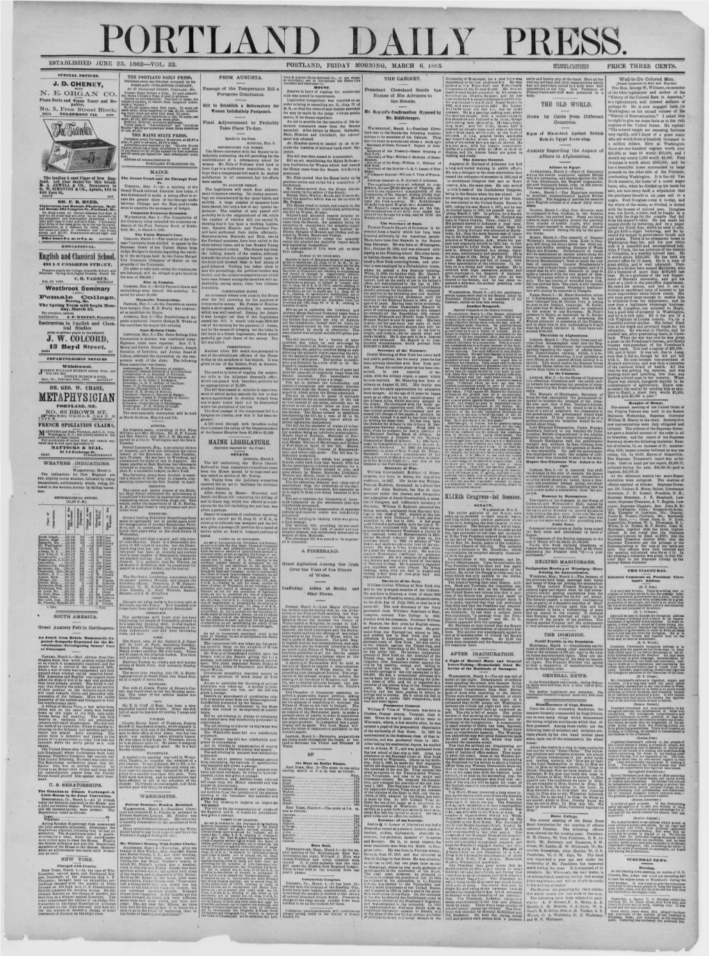 Portland Daily Press: March 06,1885