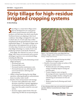 Strip Tillage for High-Residue Irrigated Cropping Systems O