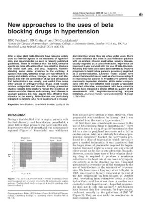 New Approaches to the Uses of Beta Blocking Drugs in Hypertension