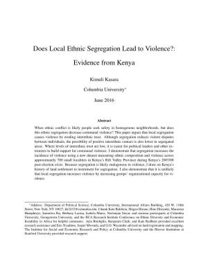 Does Local Ethnic Segregation Lead to Violence?: Evidence from Kenya