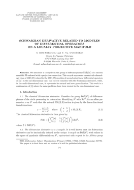 Schwarzian Derivative Related to Modules of Differential Operators on a Locally Projective Manifold